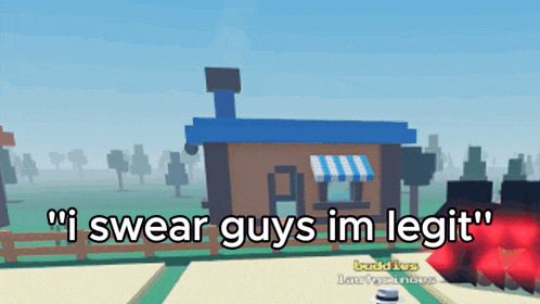 a video game scene with the words " i swear guys im legit " on the bottom
