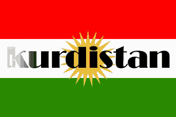 a red white and green flag with the word kurdistan