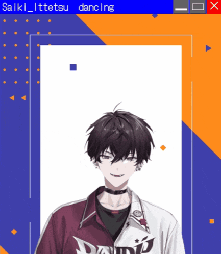 a picture of a boy with the words saiki-ittetsu dancing in the corner