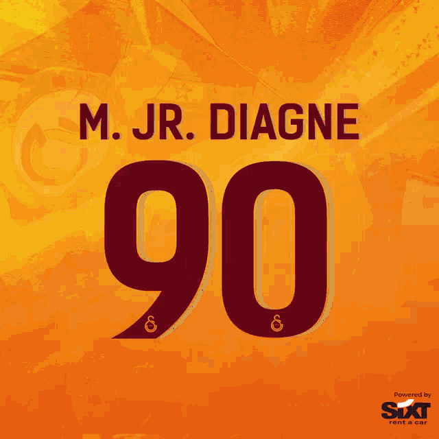 the number 90 is displayed on a yellow and orange background