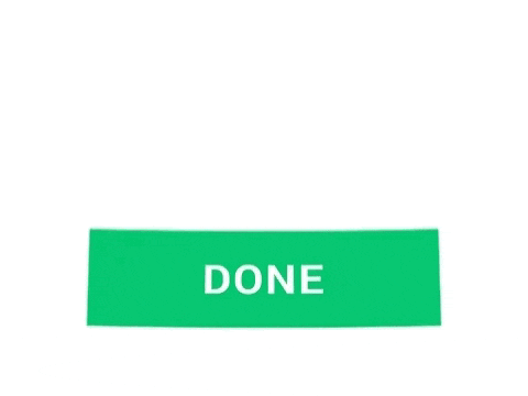 a green button with the word done on it is floating in the air on a white background .