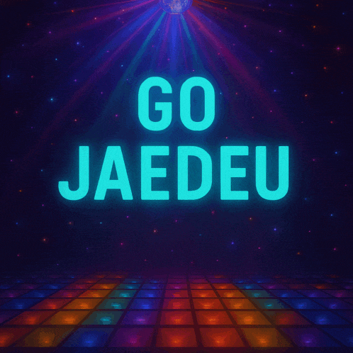 a disco floor with the words go jaedeu written on it