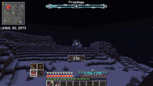a screenshot of a minecraft game shows a monster named frostman
