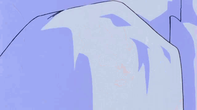 a cartoon character is laying in a pile of blue pieces of glass .