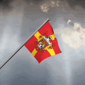 a red and yellow flag with a coat of arms that says ' griffinclaw '