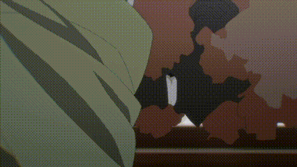 a pixelated image of a person 's torso with a striped shirt on