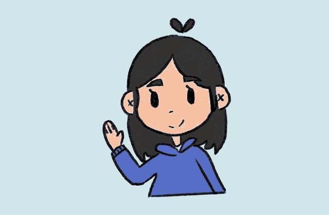 a girl with a speech bubble that says hello