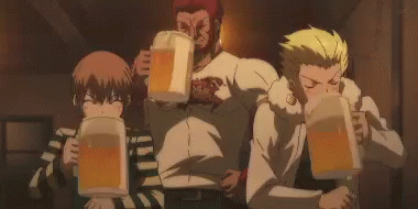 カーニバル・ファンタズム　ギルガメッシュ　カニファン　ビール　酒 GIF - Carnival Phantasm Anime Drink GIFs