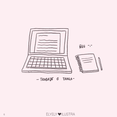 a drawing of a laptop and a notebook with the words trabajo o tarea written on the bottom