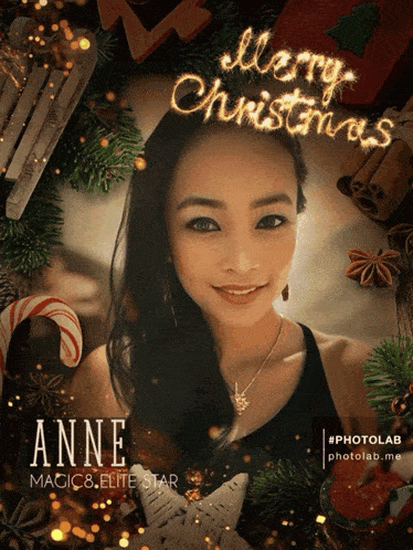 a picture of a woman with the words anne magic8 elite star on the bottom