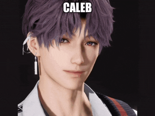 a close up of a person 's face with the name caleb on it
