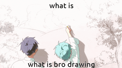 a cartoon of two boys drawing with the words what is bro drawing above them