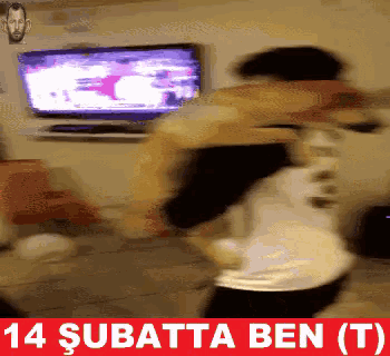 a blurry picture of a man dancing with the caption 14 subatta ben