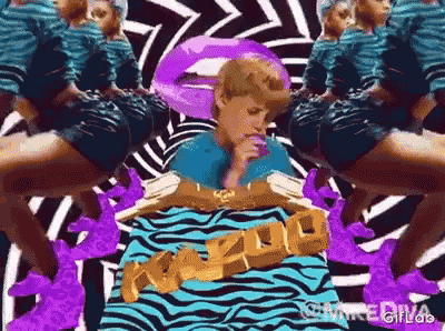 a cartoon of a boy eating a banana with the word kazoo written in gold