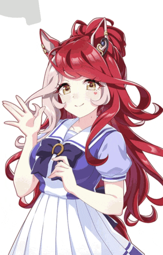 a girl with long red hair is wearing a sailor uniform
