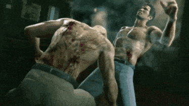 two men are fighting each other in a video game .