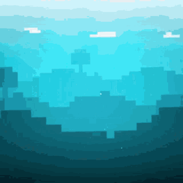 a pixel art of a landscape with a few trees