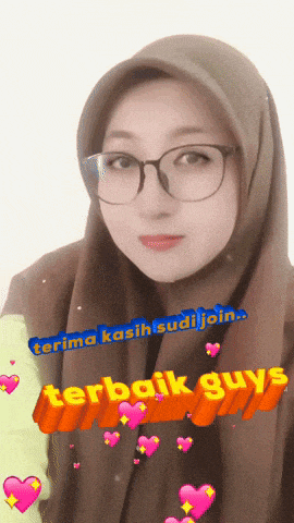 a woman wearing glasses and a hijab says terima kasih sud join