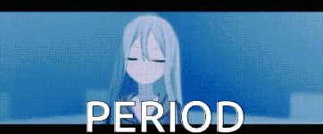 a picture of a girl with long hair and the word period
