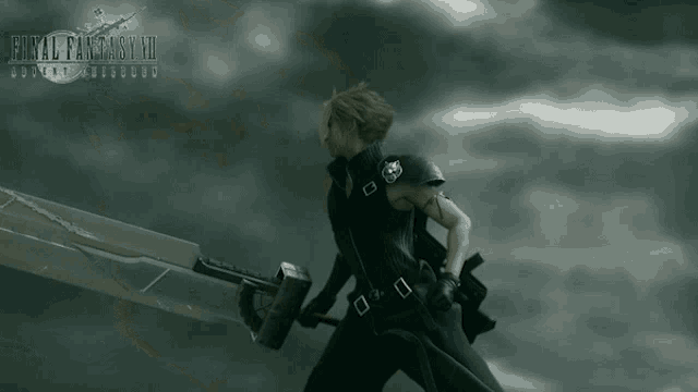 cloud strife from final fantasy vii holding a sword