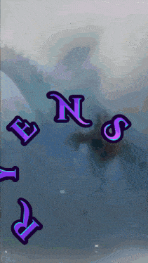 the letters n e and s are floating in the air on a blue background