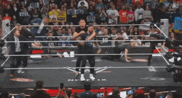 a wrestling ring with a netflix logo on the ground