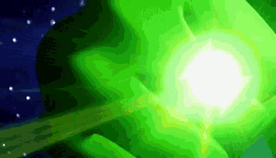 a green light is coming out of a person 's hand