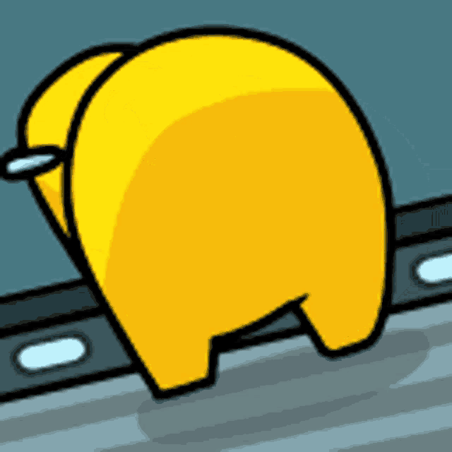 a yellow among us character 's butt is shown in a cartoon