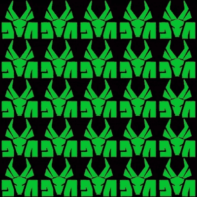 a black background with a pattern of green horns and the word ua on it