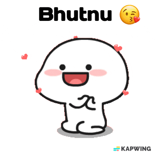 a cartoon character with hearts and the word bhutnu