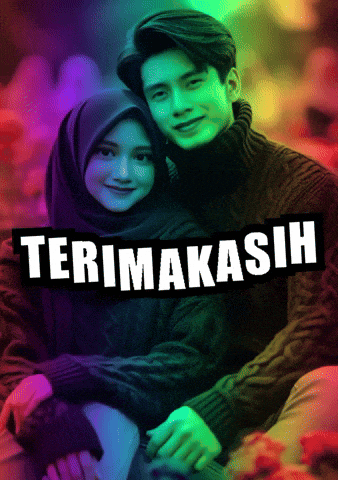a man and a woman are hugging with a sign that says terimakasih