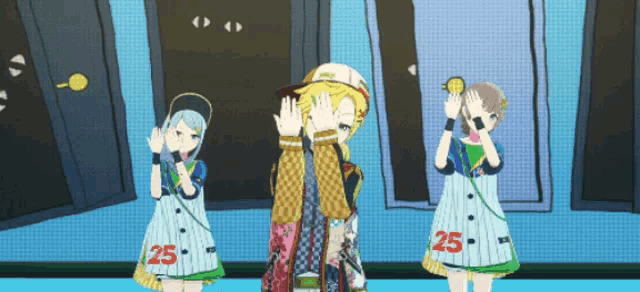 a girl with the number 25 on her jersey stands between two other girls