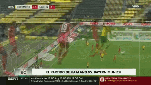 espn shows a soccer game between dortmund and bayern