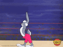 bugs bunny from looney tunes is doing a handstand in a ring