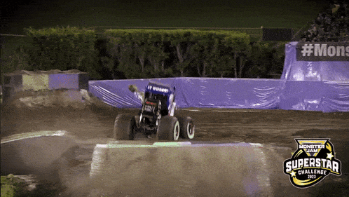 a monster jam superstar challenge advertisement with a monster truck