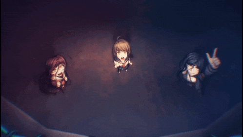 a group of anime characters looking up at the sky