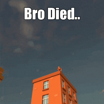 a cartoon character is standing in front of a building that says bro died on it