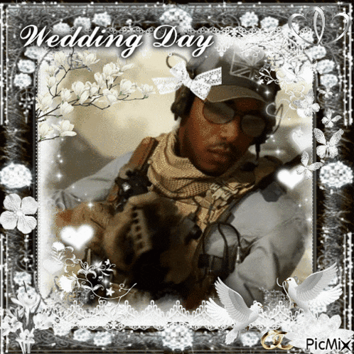 a picture of a man with the words wedding day on the bottom