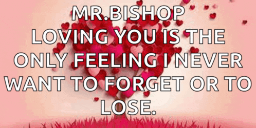 mr. bishop loving you is the only feeling i never want to forget or to lose.