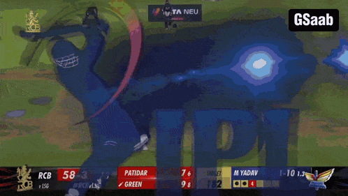 a cricket game is being played with a tata neu ad behind them