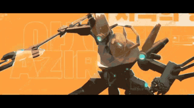 a robot with the word azir on the bottom