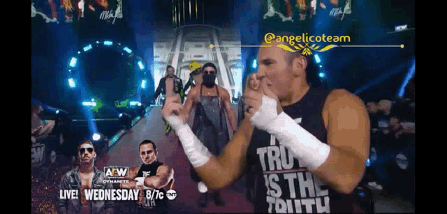 a man in a black tank top that says truth is the truth on it