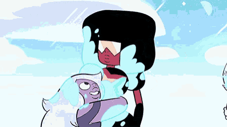 a cartoon of garnet and pearl from steven universe crying