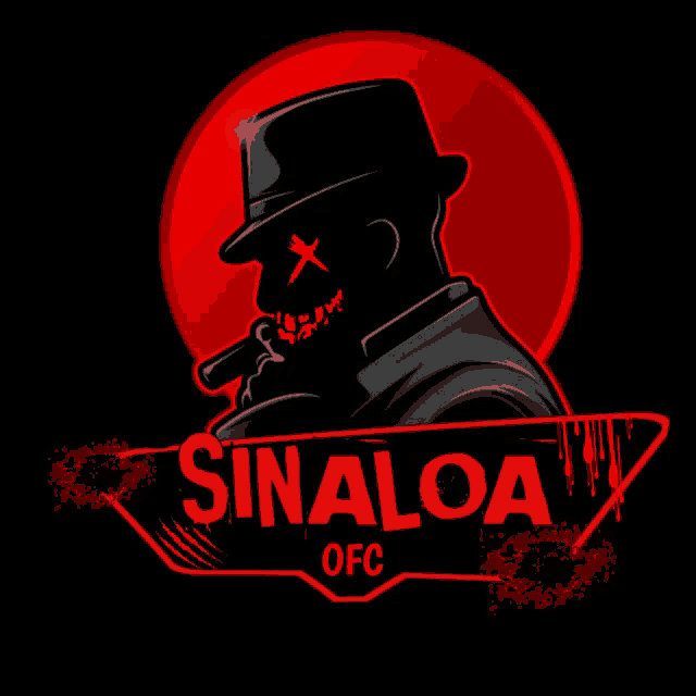 a logo for sinaloa ofc with a man smoking a cigar