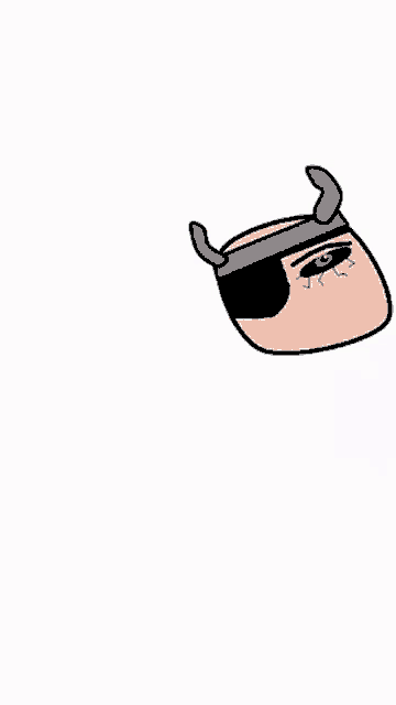 a cartoon character with red horns and a bandana
