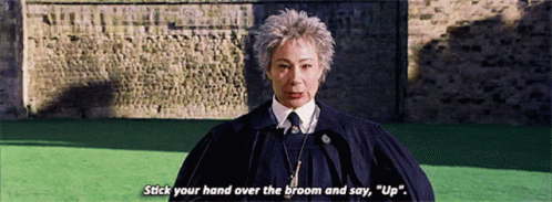 Stick Hand Over The Broom Say Up Harry Potter GIF - Stick Hand Over The Broom Say Up Harry Potter Professor GIFs