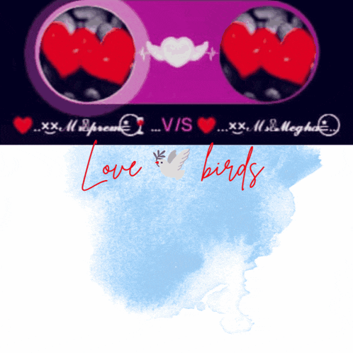 a picture of two hearts and the words love birds below it