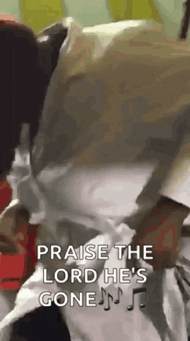 a person is praising the lord he 's gone with a music note .