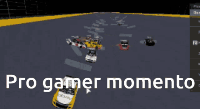 a screenshot of a race with the words pro gamer momento