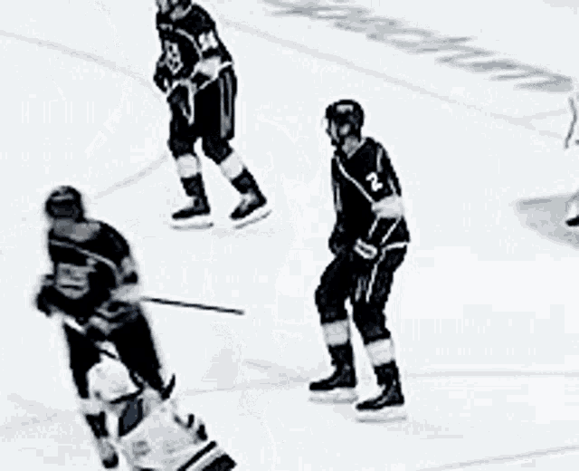 a hockey player with the number 2 on his jersey is skating on the ice